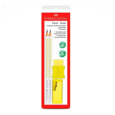 Kit Lápis Grafite Grip 2001 Neon Amarelo Sm/2001faam Faber